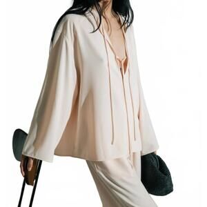 NEW SLOAN tie v-neck tunic in beige